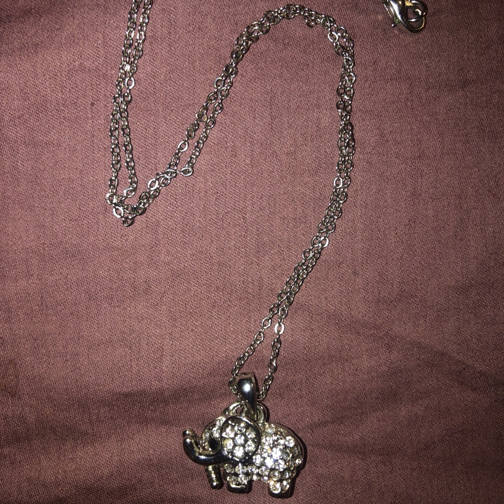 Silver necklace with textured elephant charm